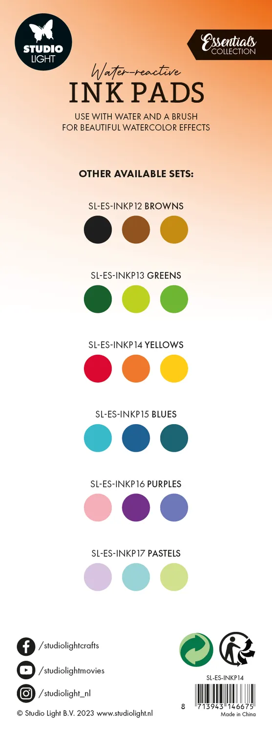 StudioLight Essentials Water-reactive Ink Pads Yellows 3er