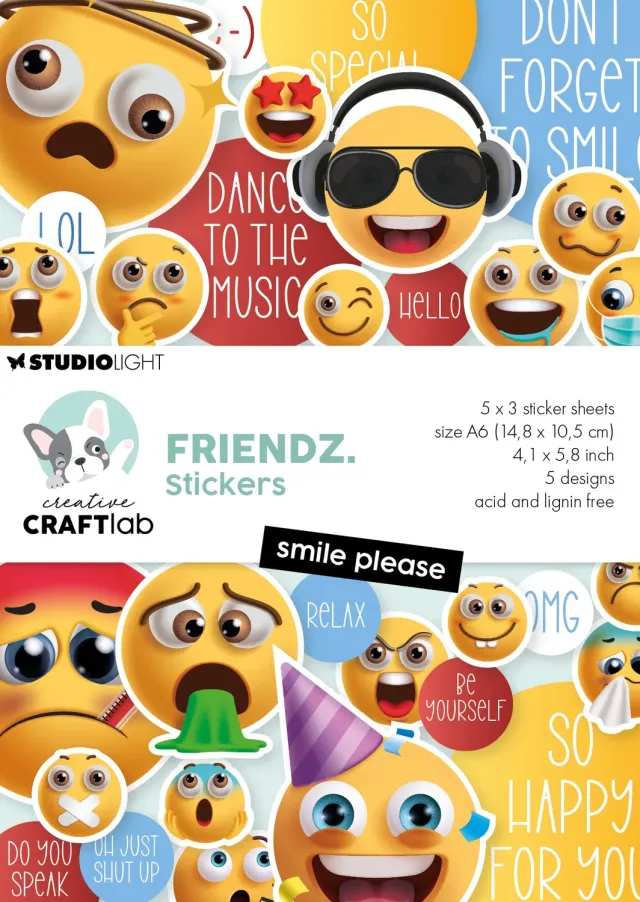 StudioLight Creative Craftlab Friendz Smile please Stickerblock 15 Blatt