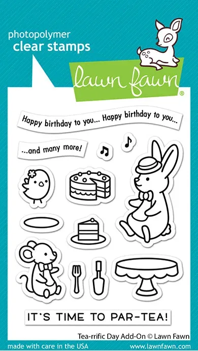 Lawn Fawn Tea-rrific Day Add-On Stempel Geburtstag