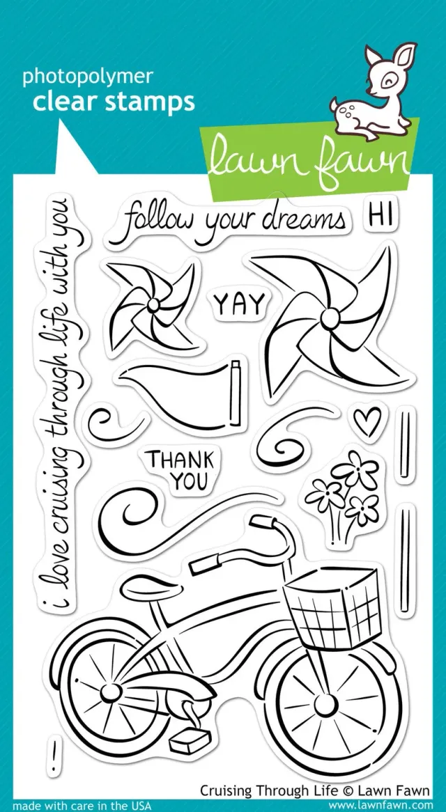 Lawn Fawn Cruising Through Life Clear Stamps Fahrrad