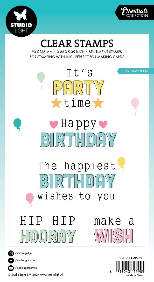 StudioLight Essentials Clear Stamp Birthday texts Geburtstag