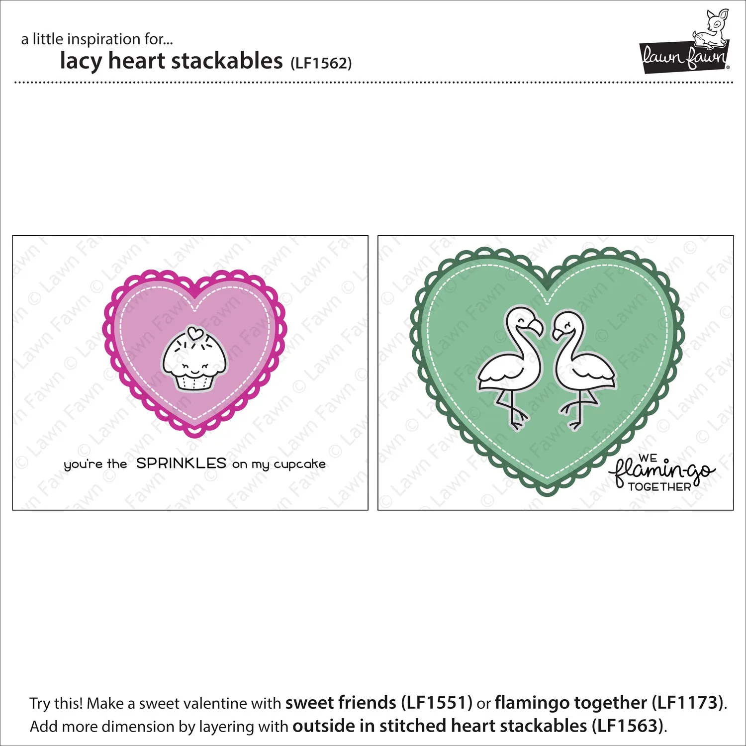 Lawn Fawn Lacy Heart Stackables Stanzschablonen 3tlg
