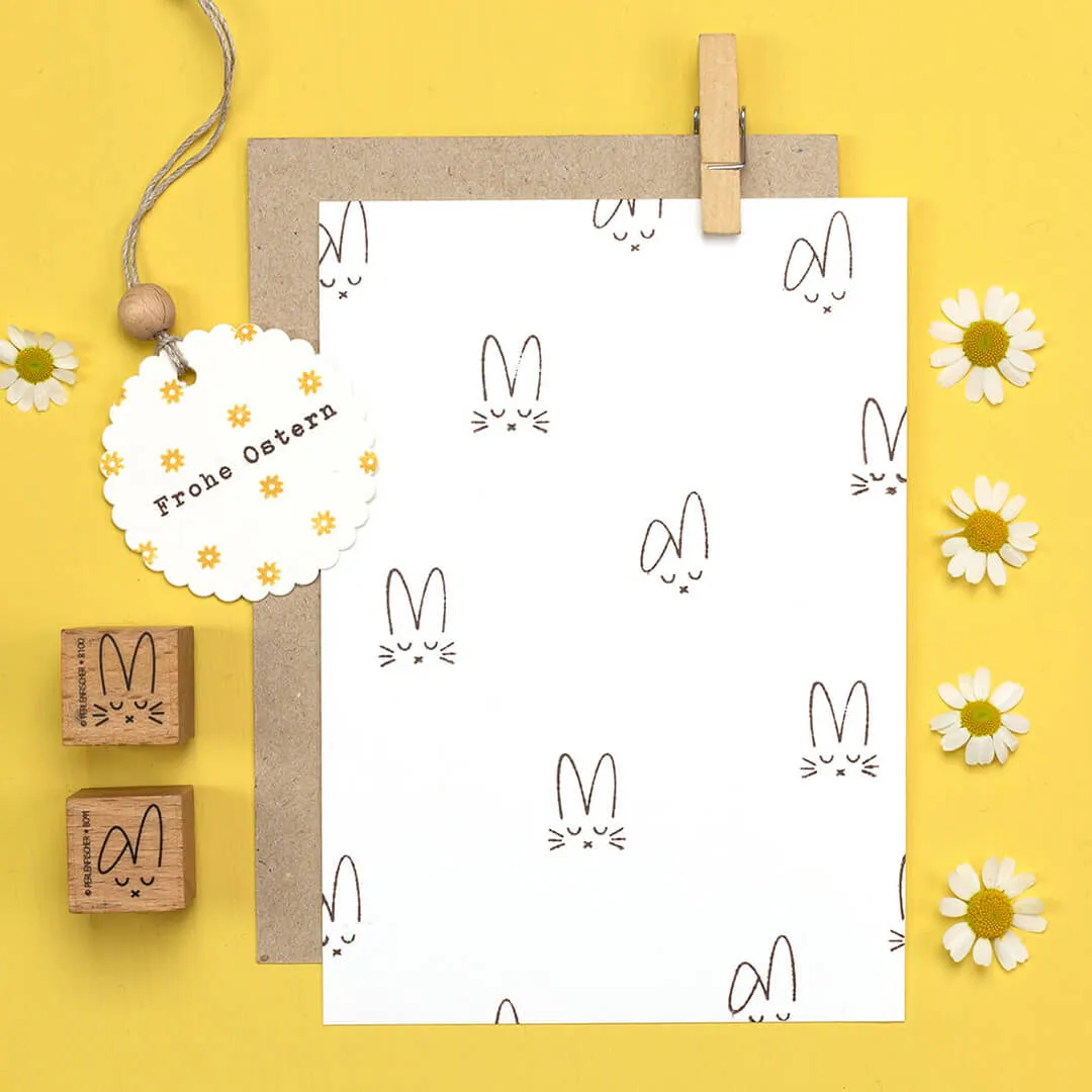 Perlenfischer Frohe Ostern 2 Stempel 3x37 mm Holz
