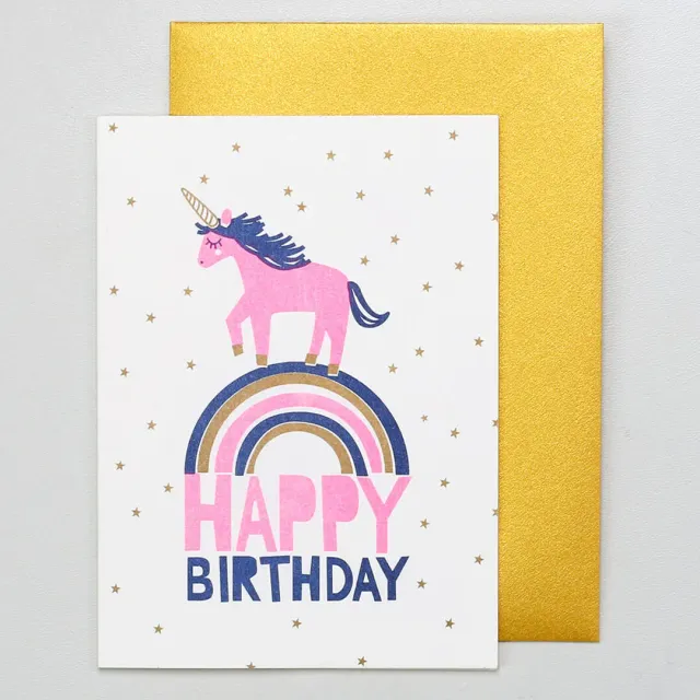 Perlenfischer Unicorn Happy Birthday Karte 14x10 cm