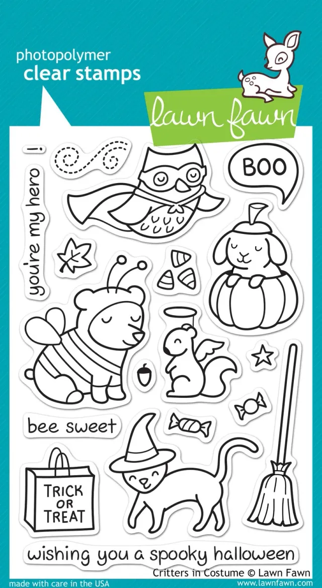 Lawn Fawn Critters in Costume Stempelset Halloween 19-teilig