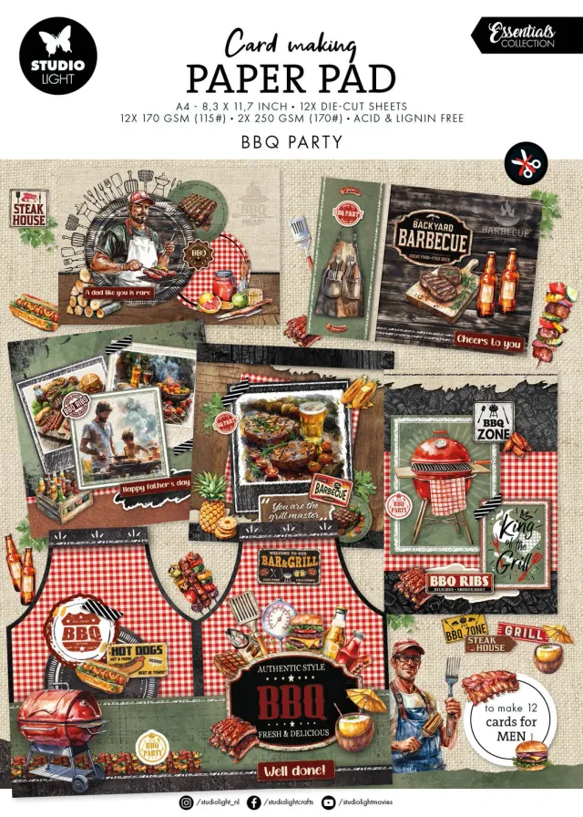 StudioLight Essentials BBQ Party Card Making Pad 14 Blätter