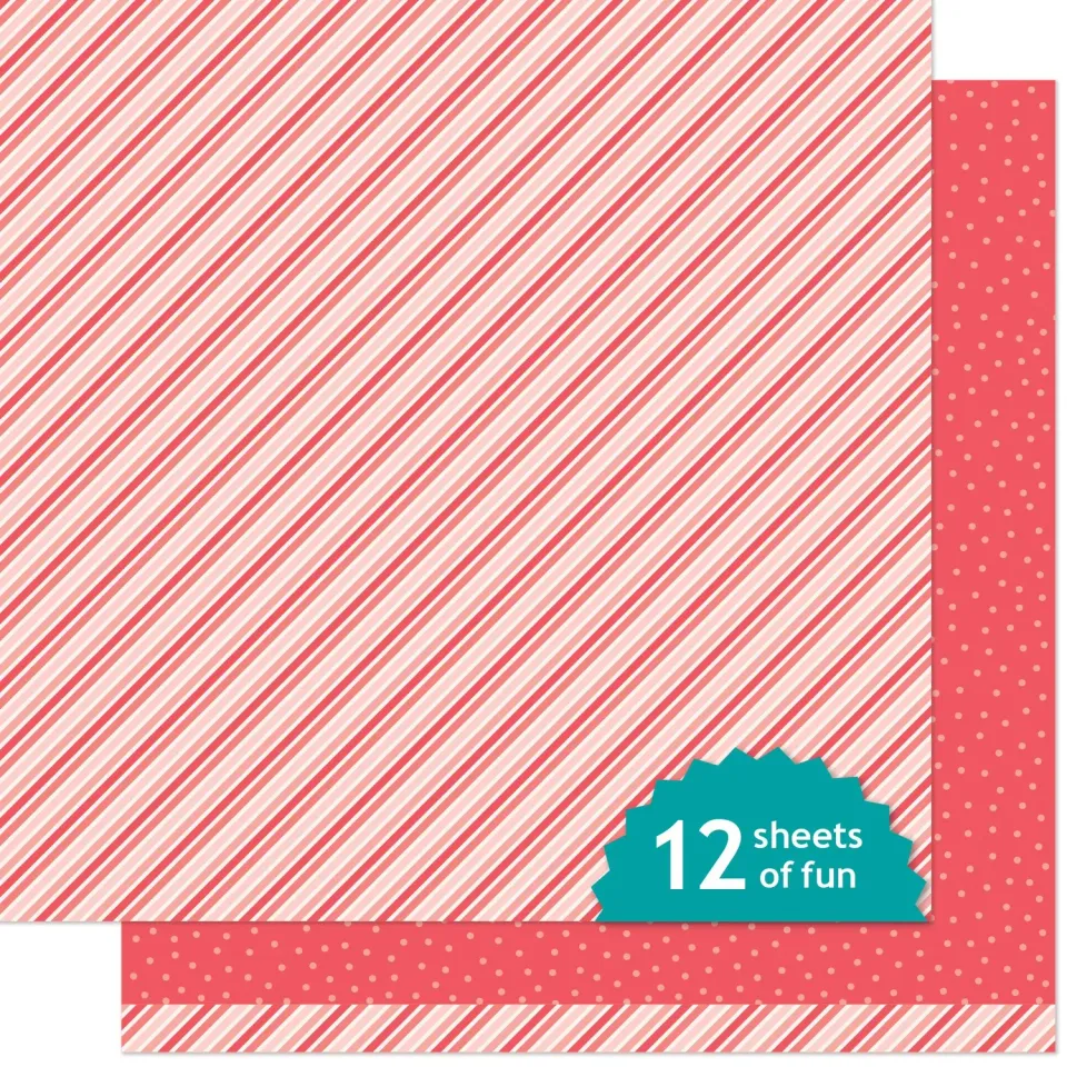 Lawn Fawn Stripes Apple Bobbing Designpapier 30x30 rot