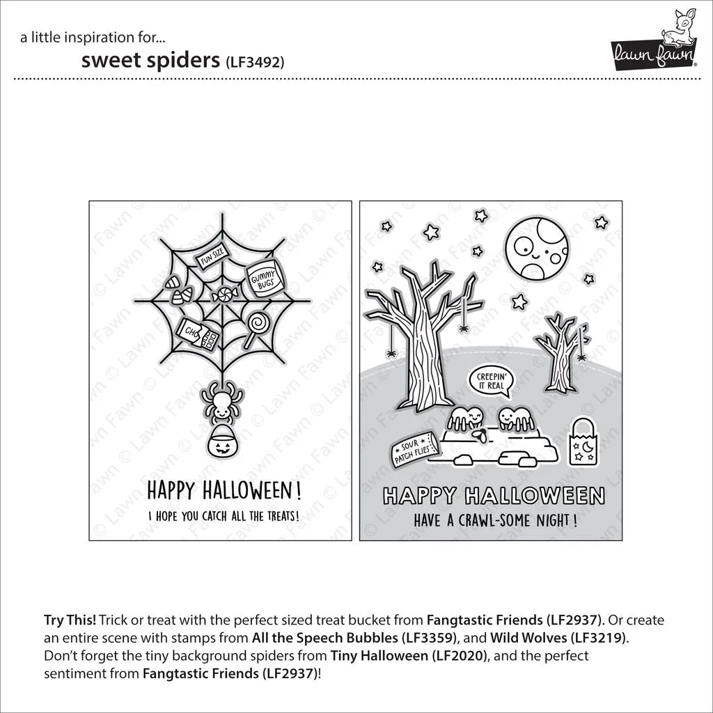 Lawn Fawn Sweet Spiders Clear Stamps Halloween