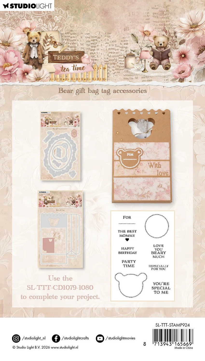 StudioLight Teddy's Tea Time Clear Stamp Bär Geschenk
