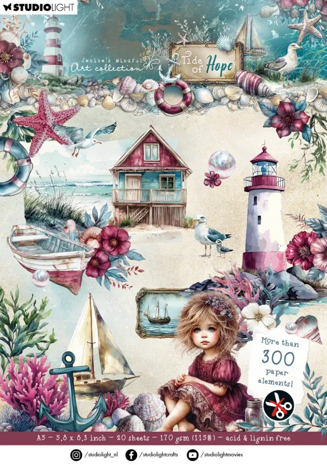 Jenine's Mindful Art Tide of Hope Christmas Blush Papierblock 20 Blatt