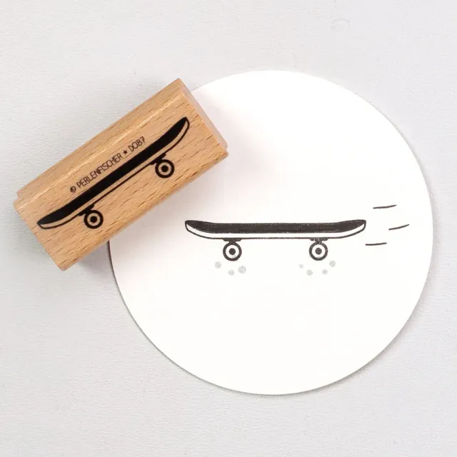 Perlenfischer Skateboard Stempel 42x10 mm Holz