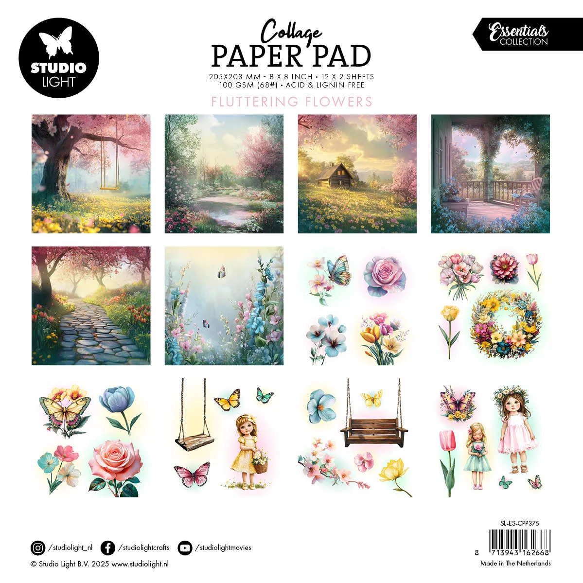 Studio Light Essentials Collagepapier Block Fluttering Flowers