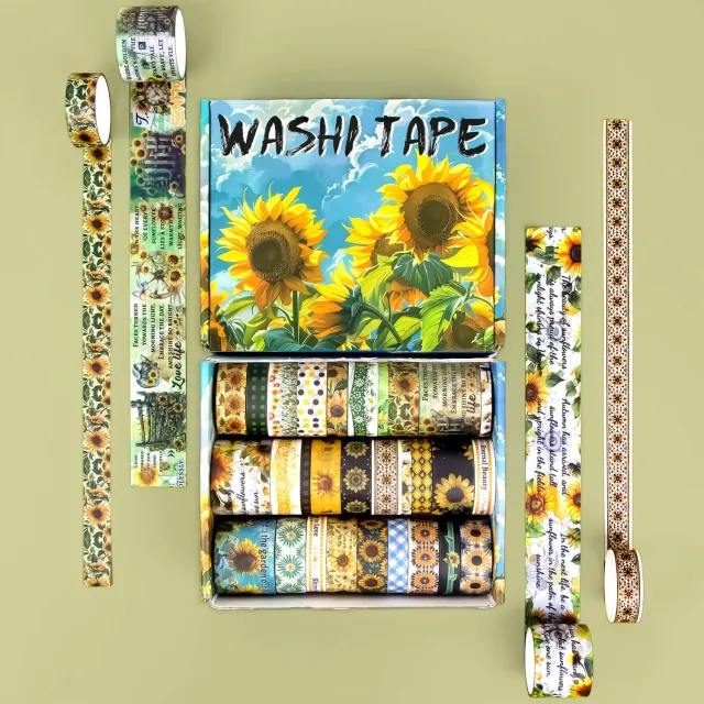 Ieebee Sunflower Washi Tape Set 27 Rollen Botanik