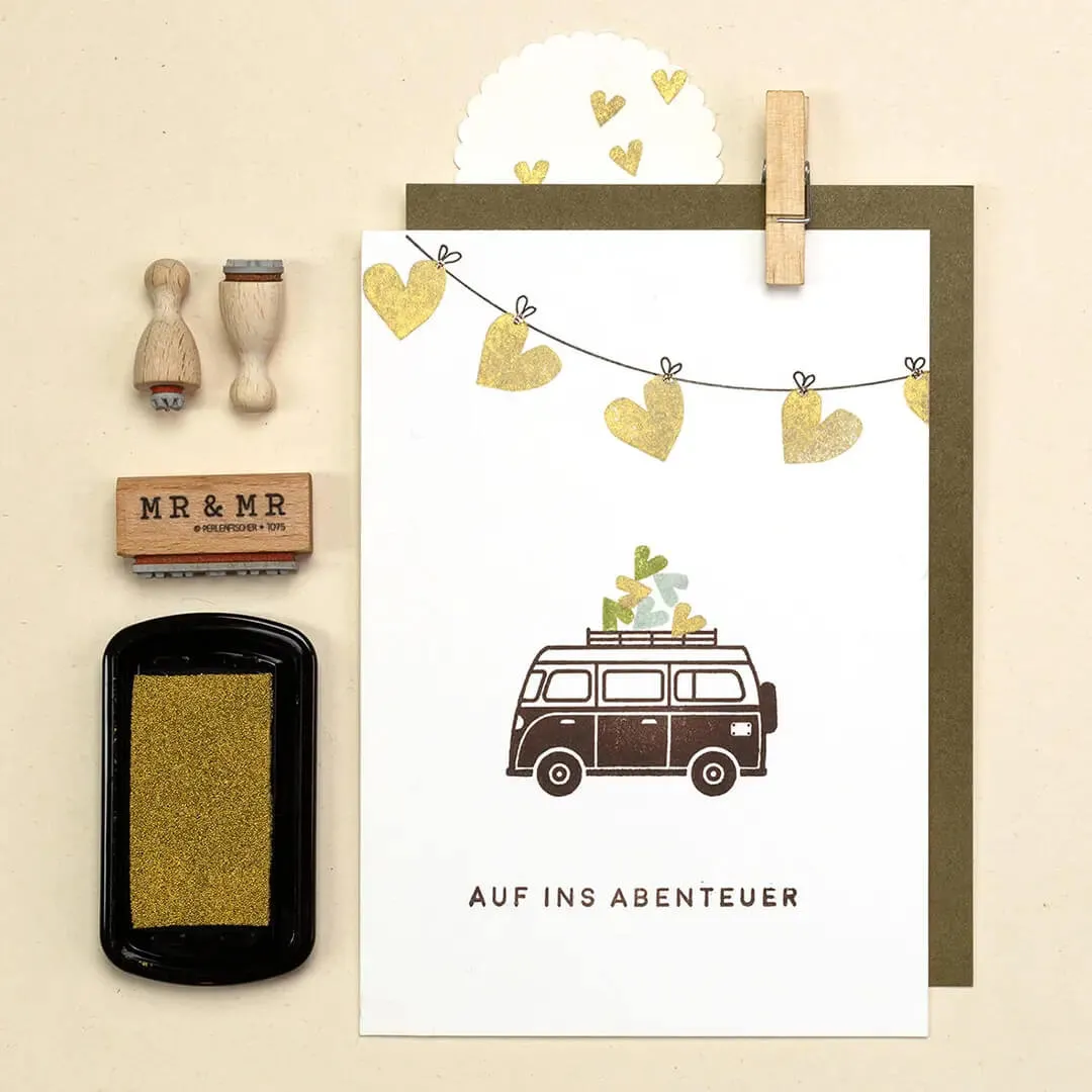 Perlenfischer Auf ins Abenteuer Stempel 4x60 mm Holz