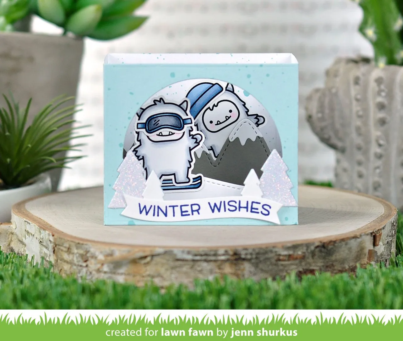 Lawn Fawn Shadow Box Mountain Add-On Stanzen Winter