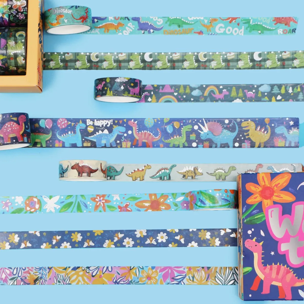 Ieebee Dinosaur Washi Tape Set 13 Rollen Goldakzente