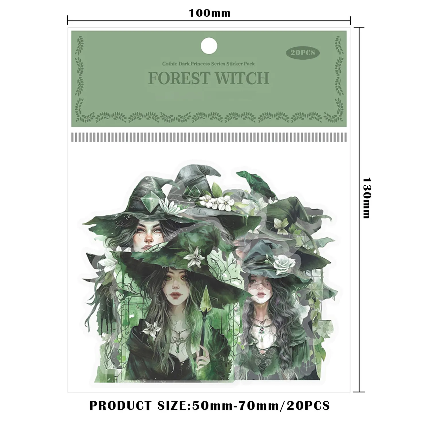 Ieebee Forest Spell Sticker PET 20 Stück Rose Witch