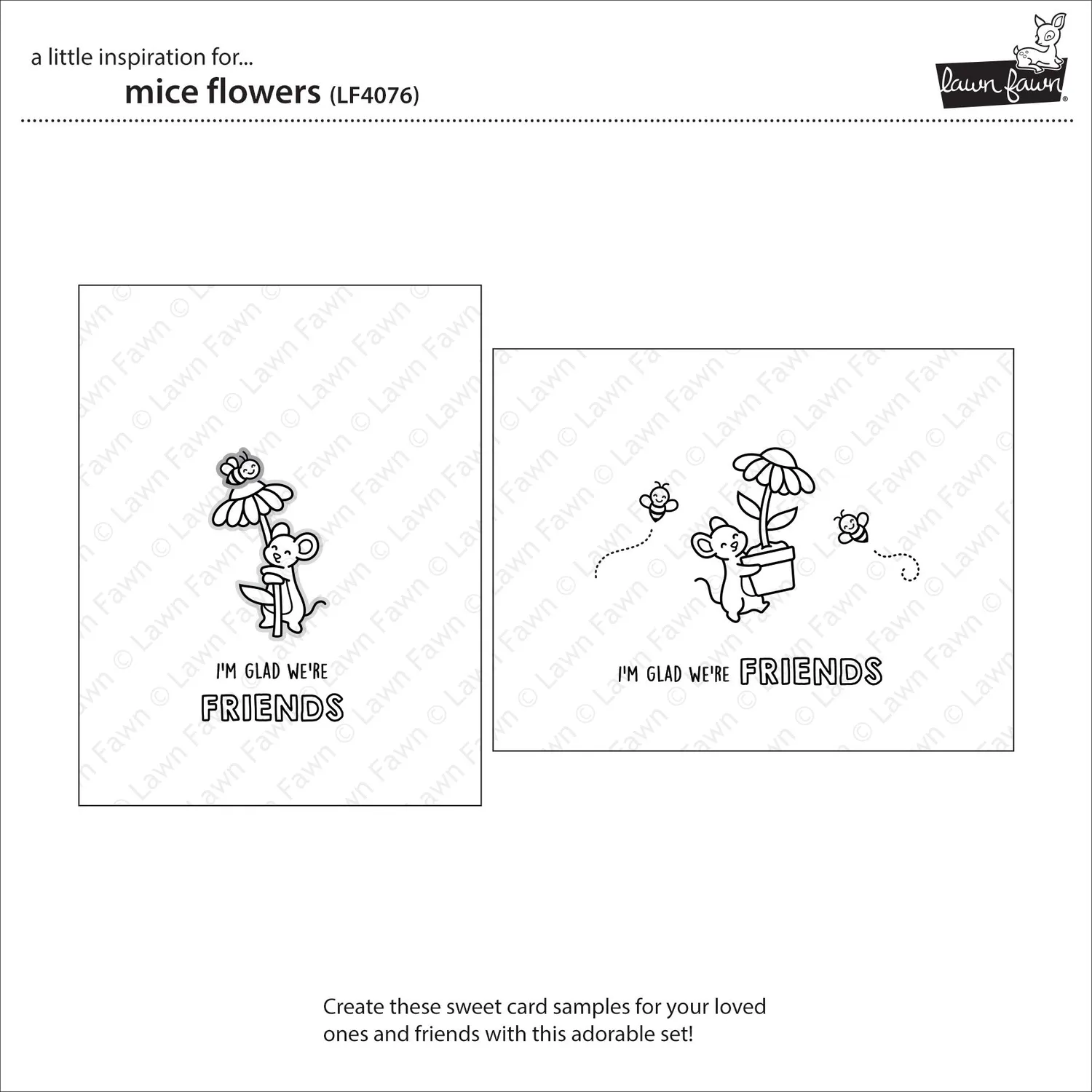 Lawn Fawn Mice Flowers LF4076 Clear Stamps Mäuse