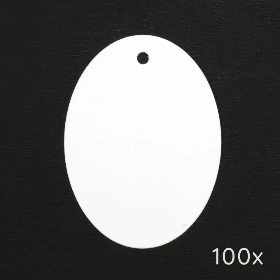Perlenfischer Oval Papieranhänger weiß 100 Stück