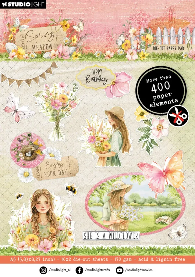 Studio Light Spring Meadow Papier-Elemente Die-cut Block A5