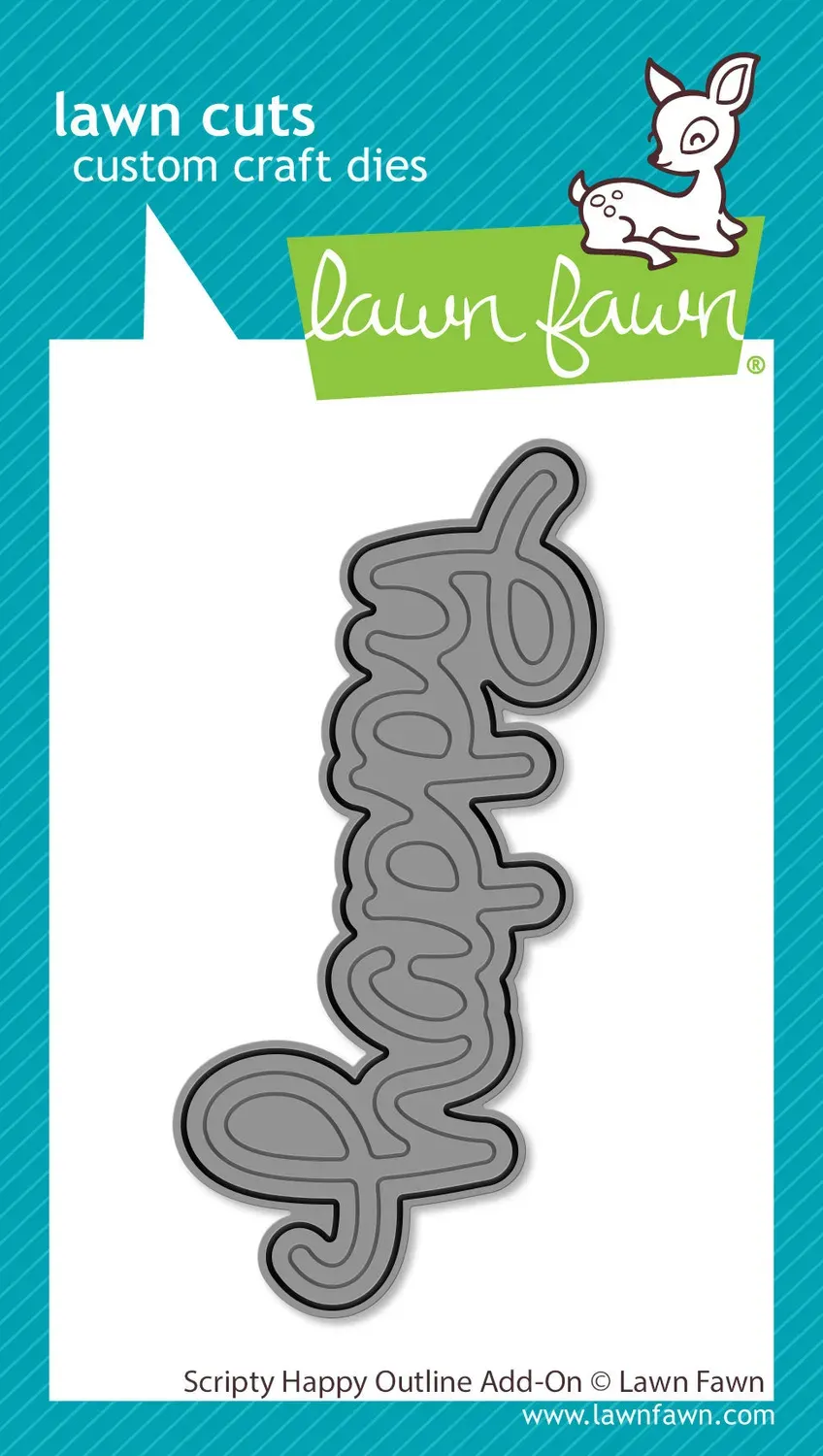 Lawn Fawn Scripty Happy Outline Add-On Stanze Kontur