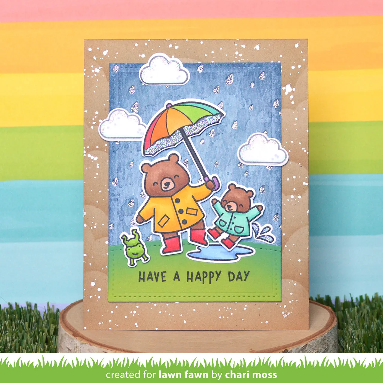 Lawn Fawn Beary Rainy Day Stempel Bären Regen