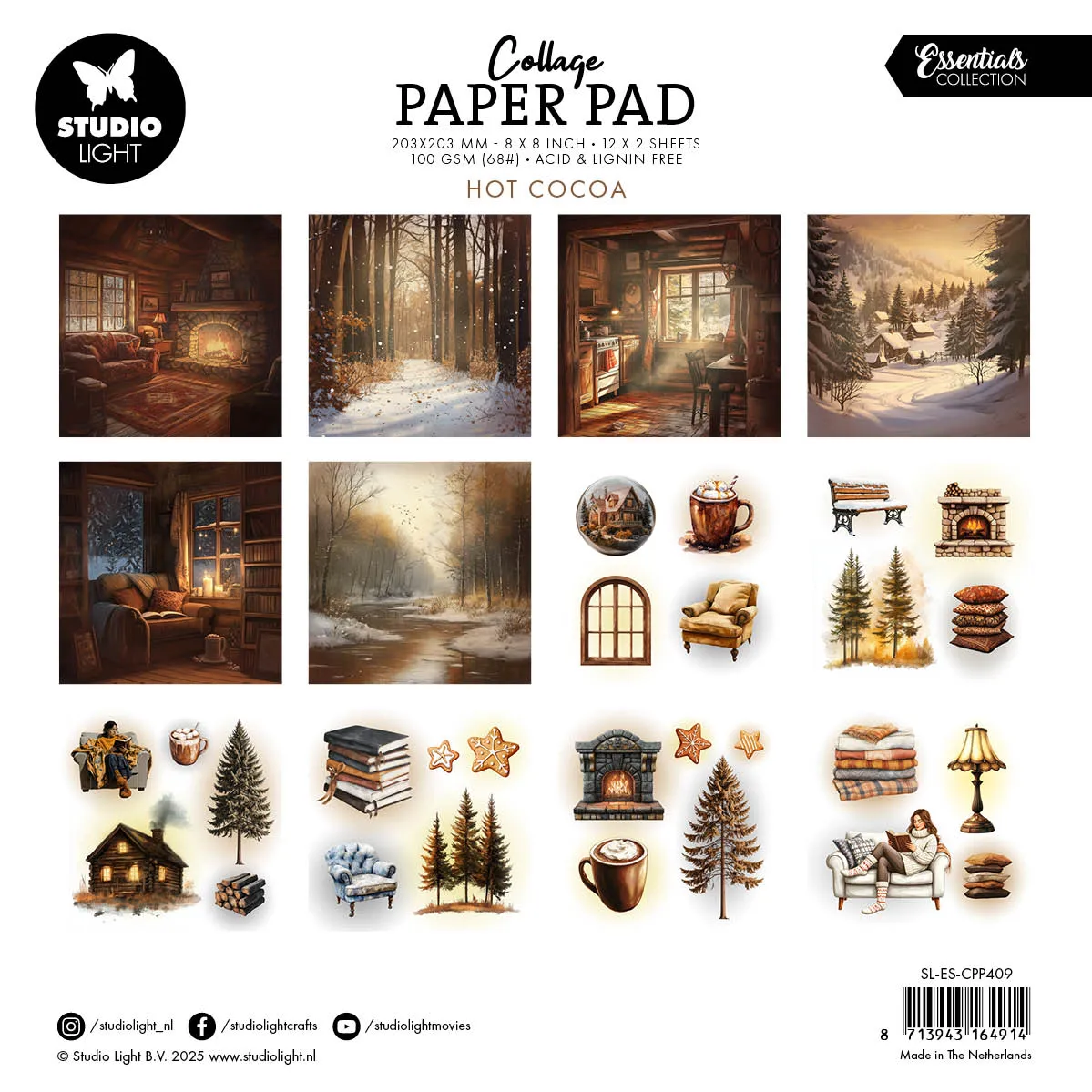 StudioLight Essentials Collage Paper Pad Hot Cocoa 24 Blatt