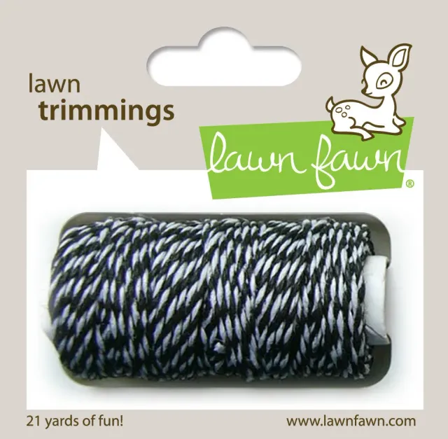 Lawn Fawn Trimmings Black Tie Kordel 19m Schwarz-Weiß