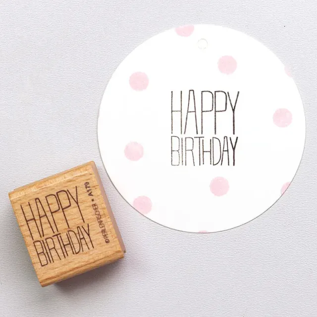 Perlenfischer Typo Happy Birthday 3 Stempel 27x25 mm
