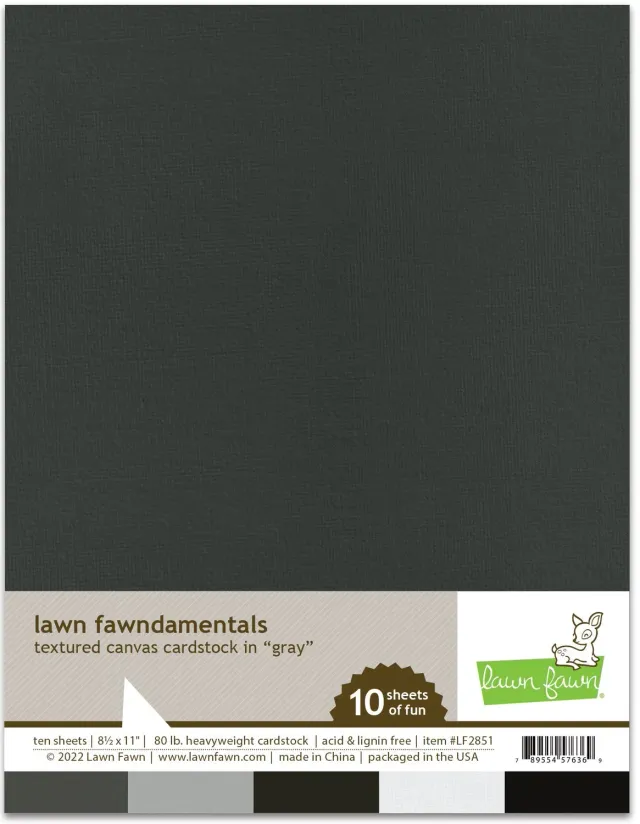 Lawn Fawn Textured Canvas Cardstock Grau 10 Blatt