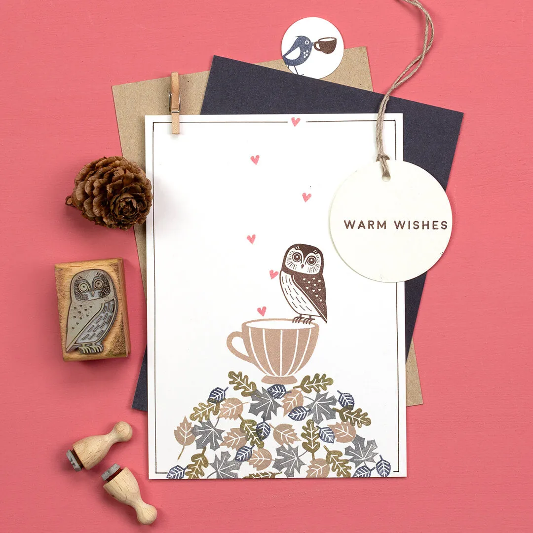Perlenfischer Kauz Stempel Eule 32x22 mm
