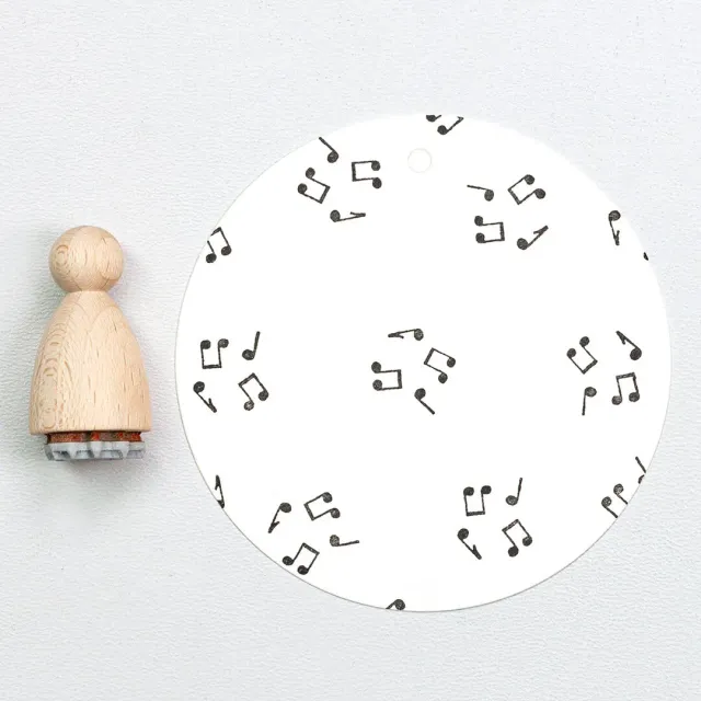 Perlenfischer Notenwirbel Stempel Holz 13x13 mm