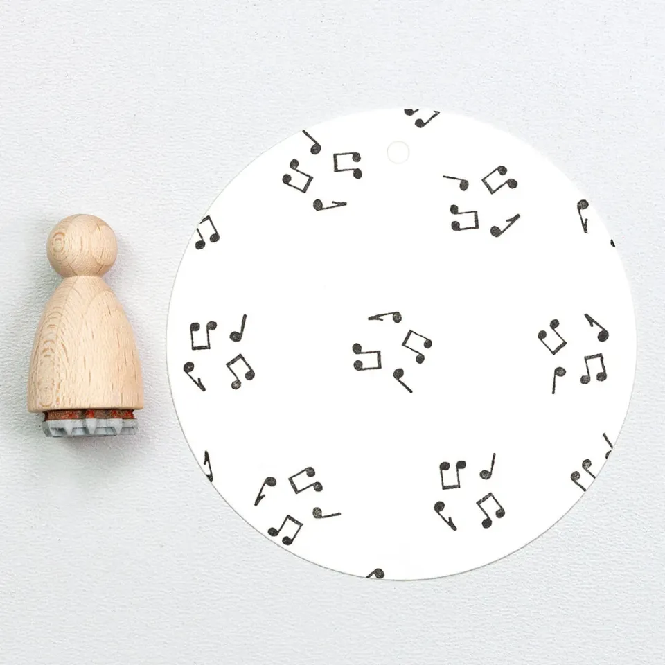 Perlenfischer Notenwirbel Stempel Holz 13x13 mm