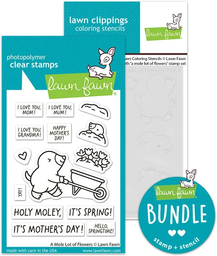 Lawn Fawn A Mole Lot of Flowers Stempel Schablonen Set