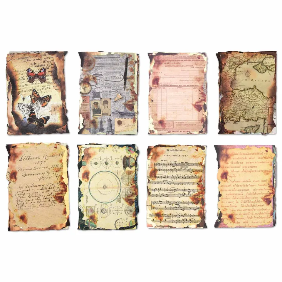 Ieebee Burnt Pieces Scrapbook Papier Set Bill Time 30tlg