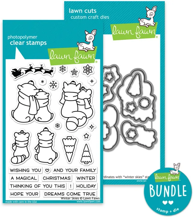 Lawn Fawn Winter Skies Stempel Stanzen Set Wintertiere