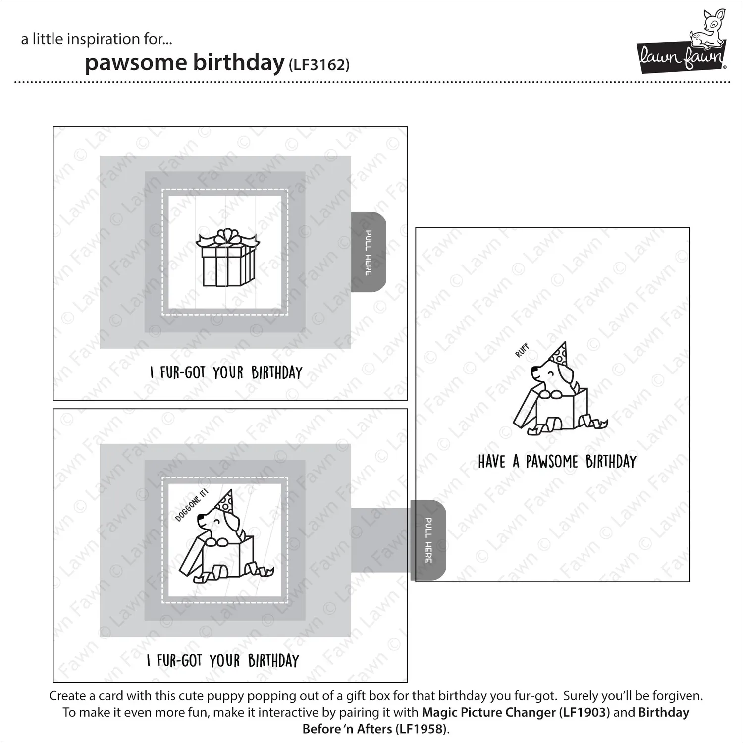 Lawn Fawn Pawsome Birthday Stempelset Hund Mini