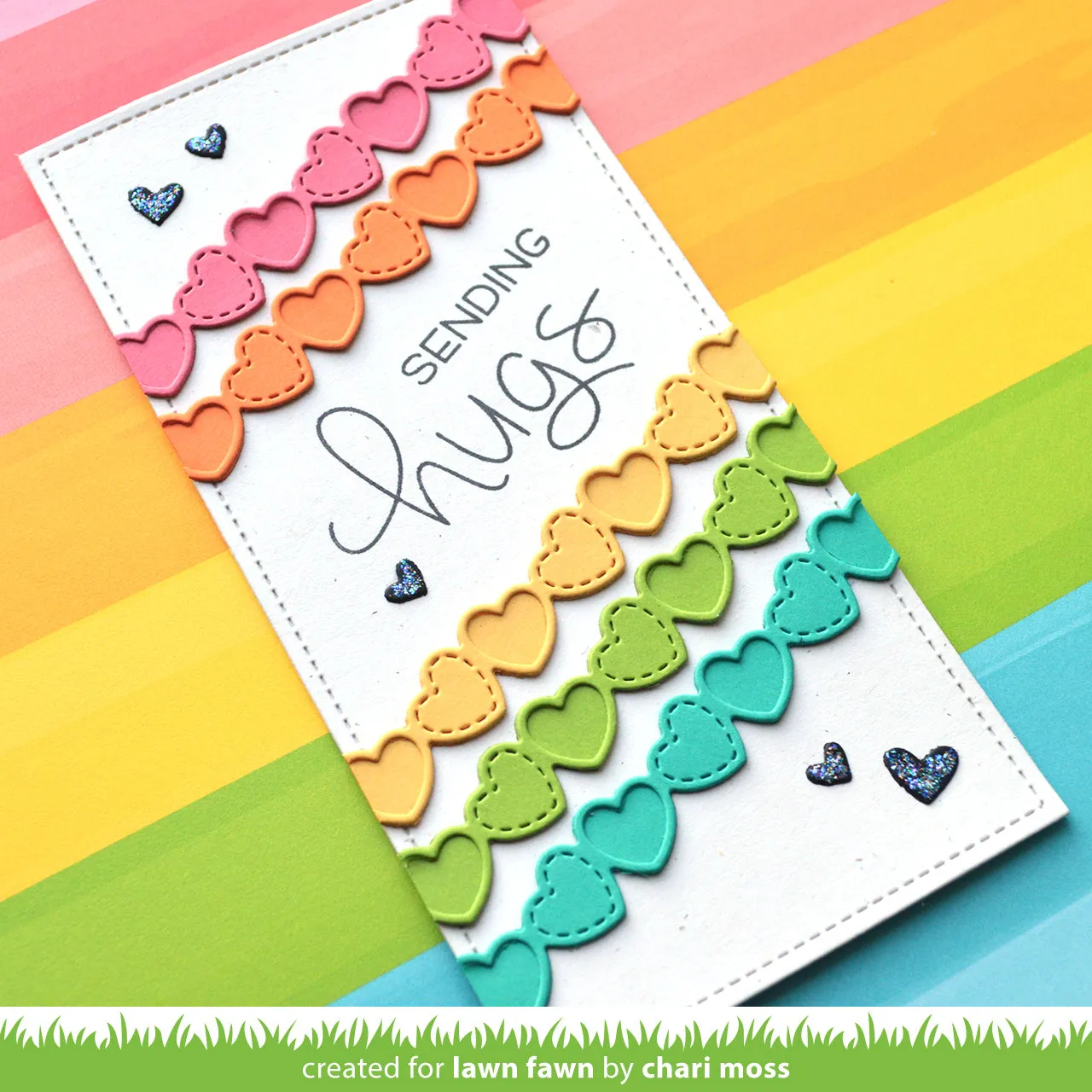 Lawn Fawn Lawn Cuts Valentine Hearts Border Stanze Herzen