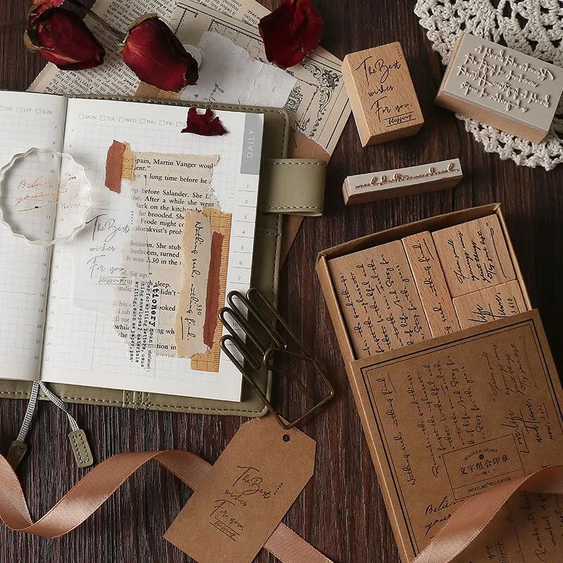Ieebee Retro Text Holzstempel 8 Stück Vintage