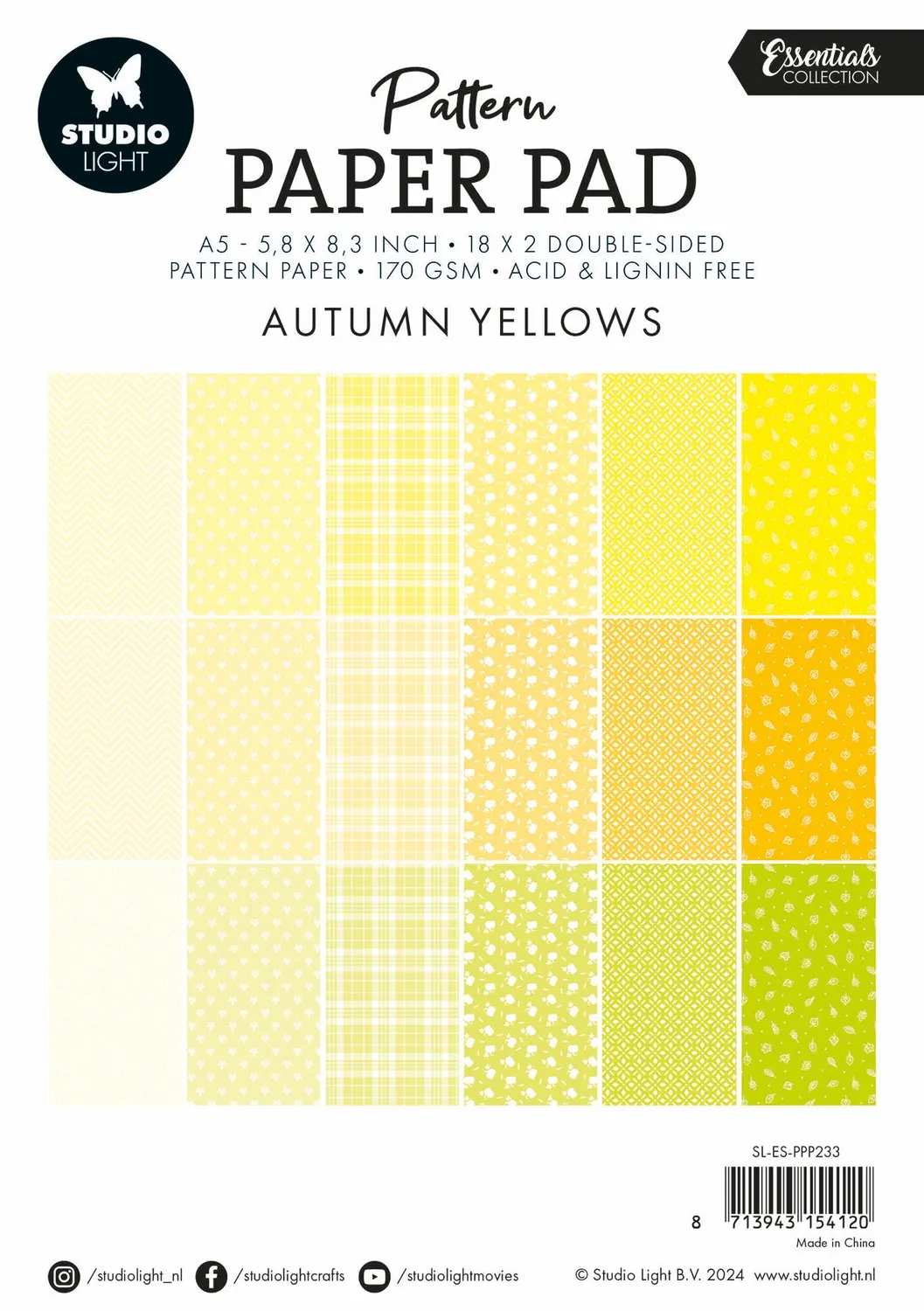 StudioLight Essentials Shades of Yellow Designblock 36 Blatt A5