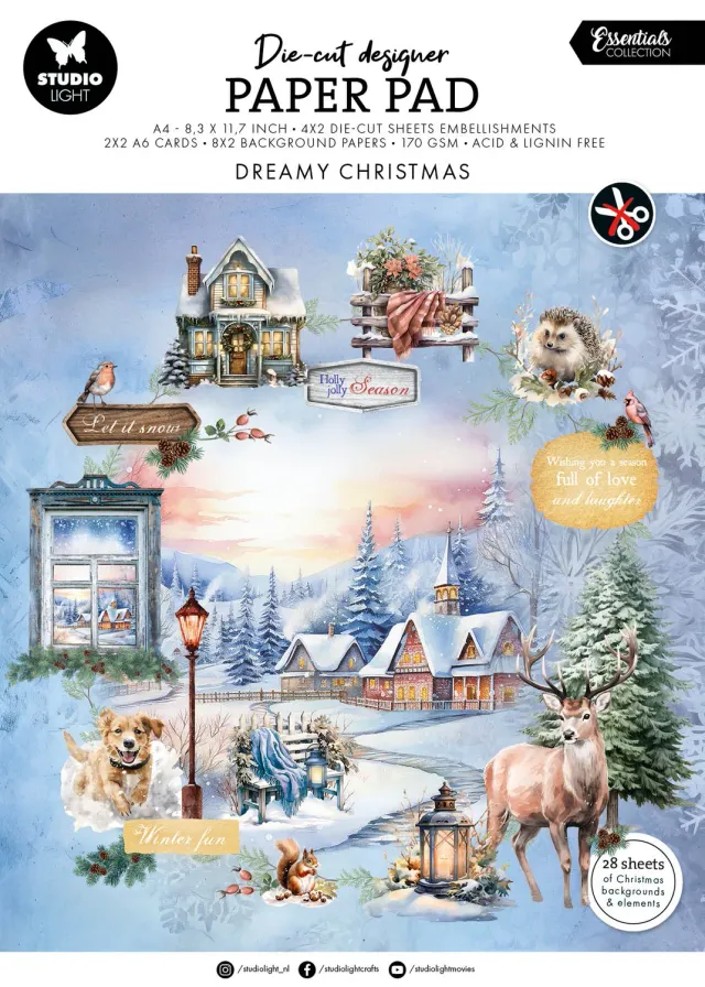 StudioLight Essentials Dreamy Christmas Die-Cut Papierblock A4 Weihnachten