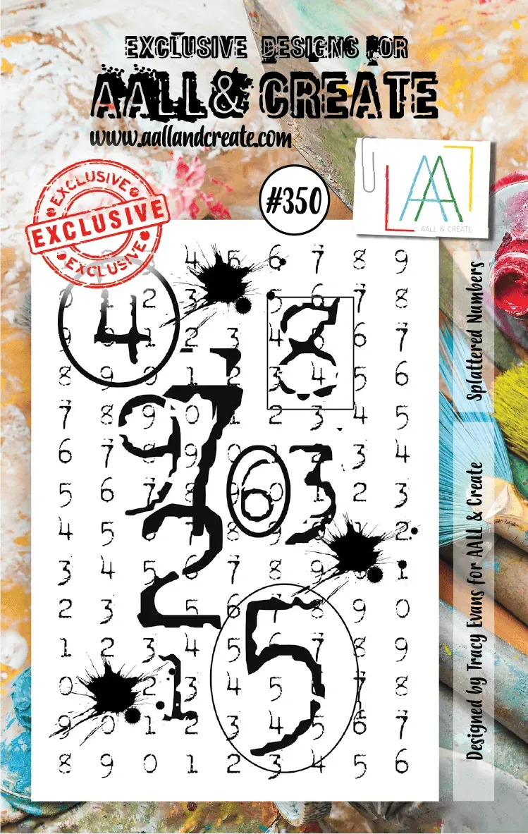 AALL and Create #350 Splattered Numbers Stempelset A7 Zahlen