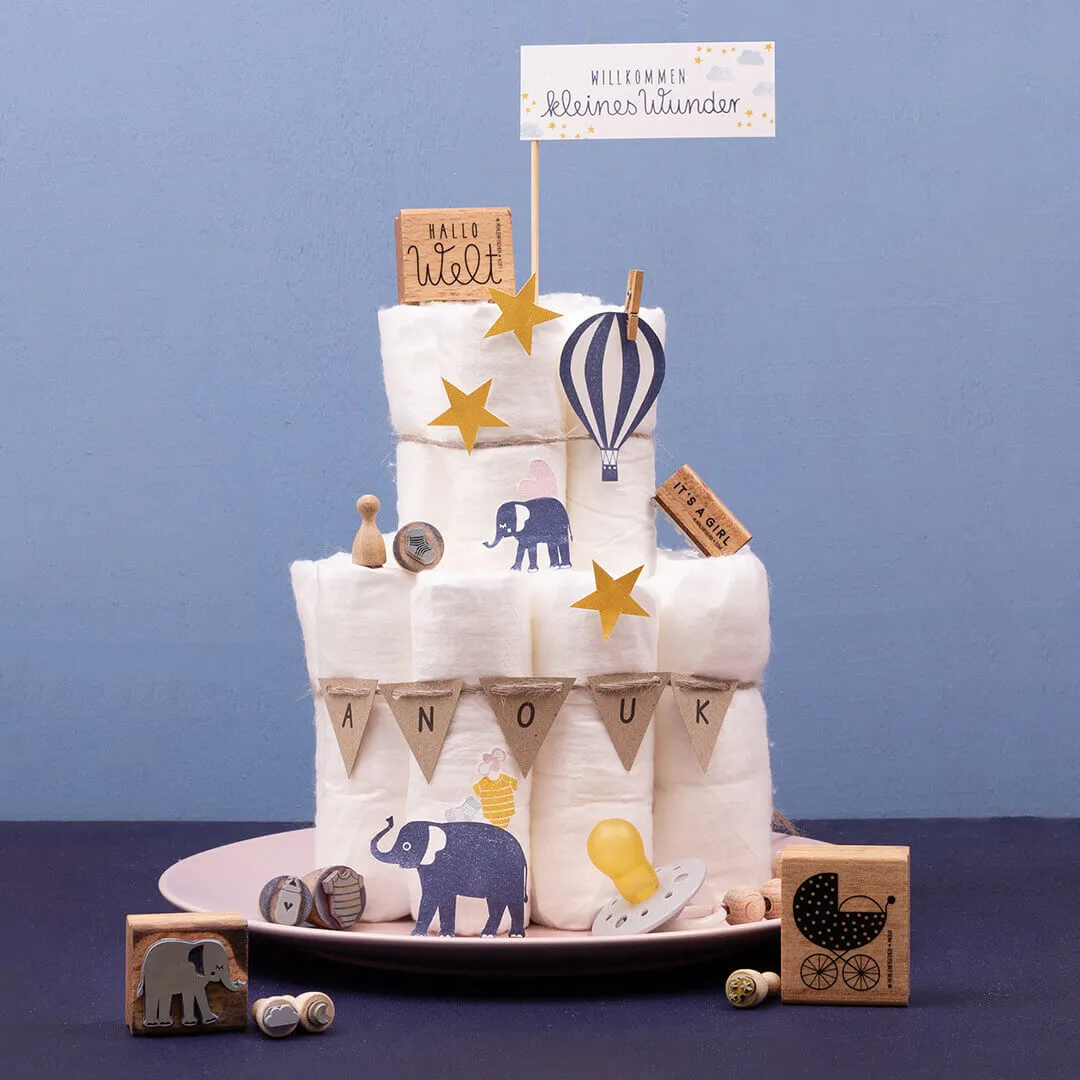 Perlenfischer Baby Elephant Stempel Holz 33x26 mm
