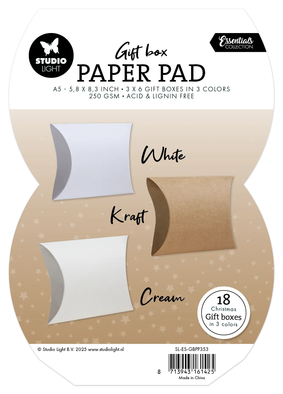 Studio Light Essentials Pillowbox Papierblock Geschenkbox