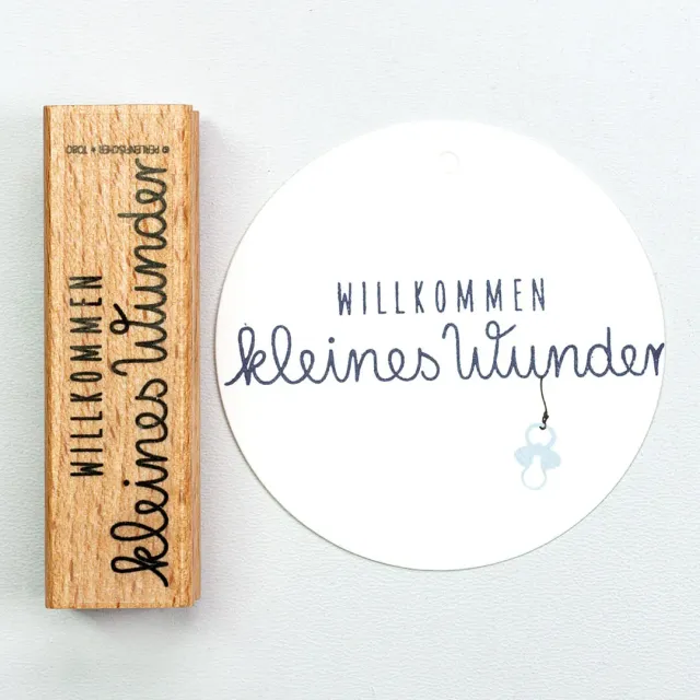 Perlenfischer Willkommen kleines Wunder Stempel 74x17mm