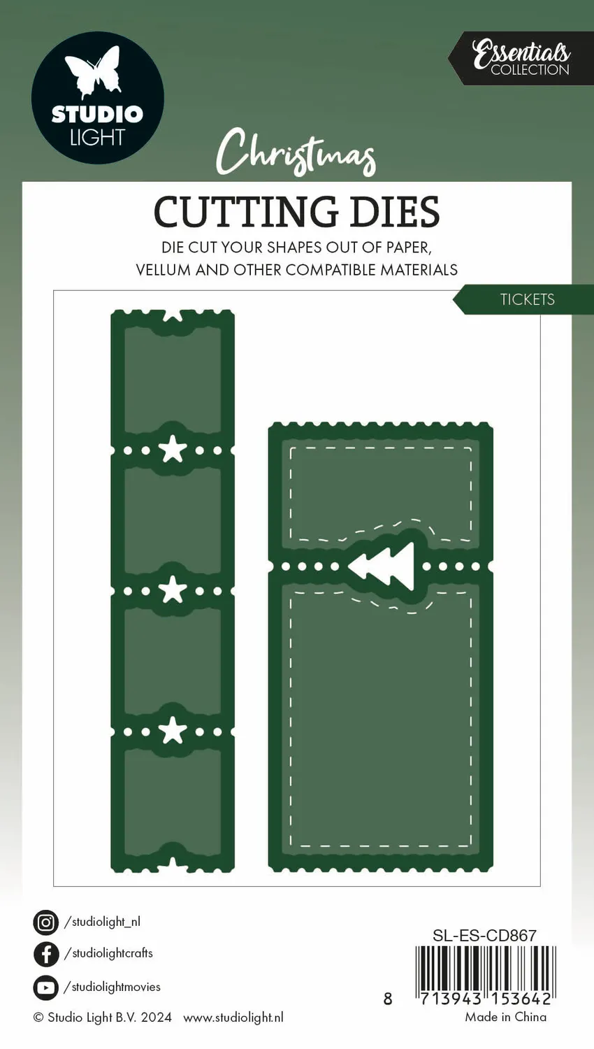 StudioLight Essentials Christmas Ticket Stanzschablone 67x100mm Ticket