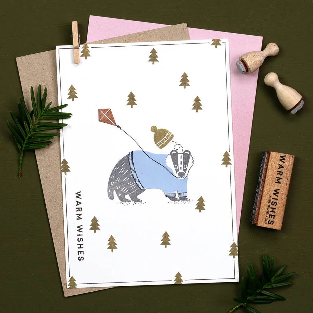Perlenfischer Dachs Stempel 53x31 mm Waldtier