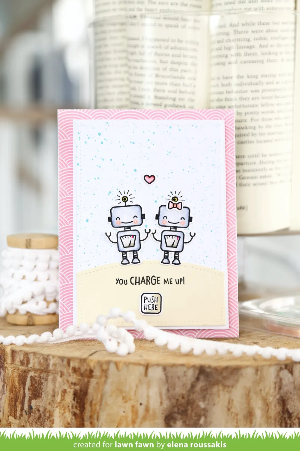 Lawn Fawn Charge Me Up Stempel Mini Roboter Herz