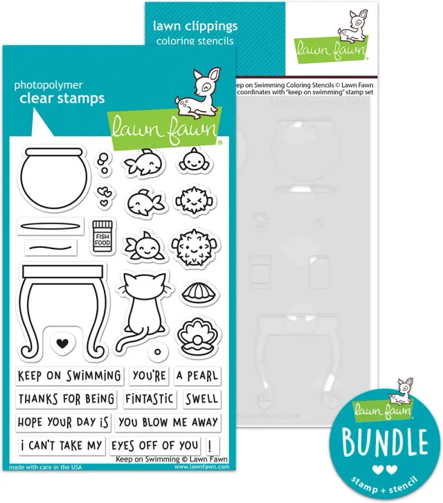 Lawn Fawn Keep on Swimming Stempel + Schablone Bundle