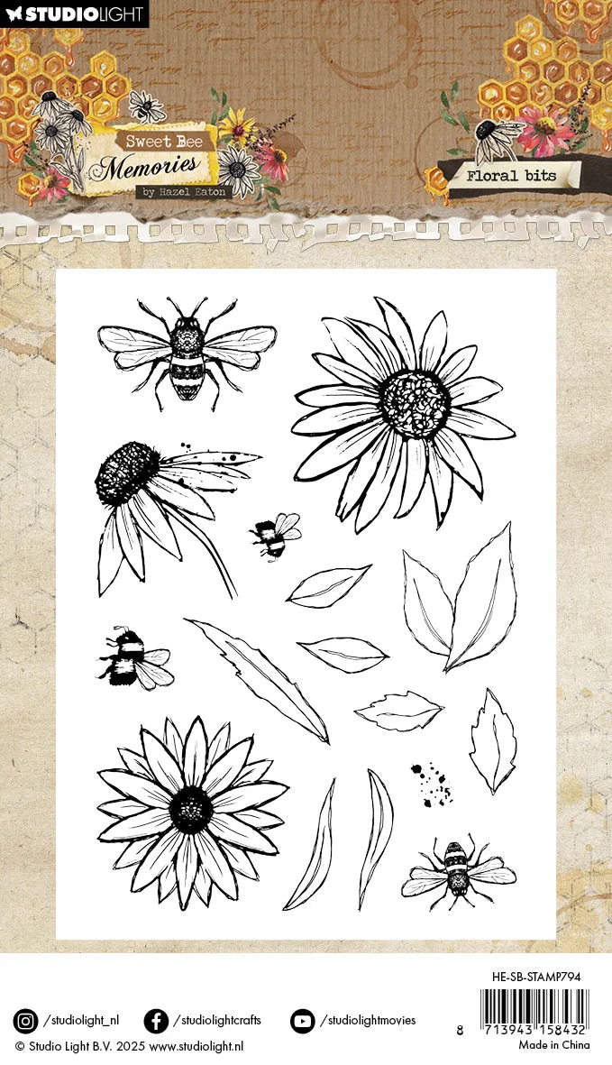 Hazel Eaton Sweet Bee Memories Clear Stamp Floral Bits Blumen
